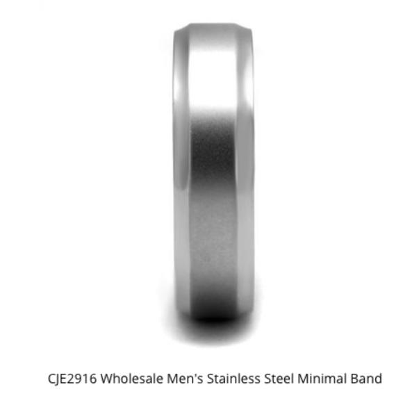 Men's Silver Stainless Steel Minimal Band Ring Size  12 High Polished - Picture 2 of 5